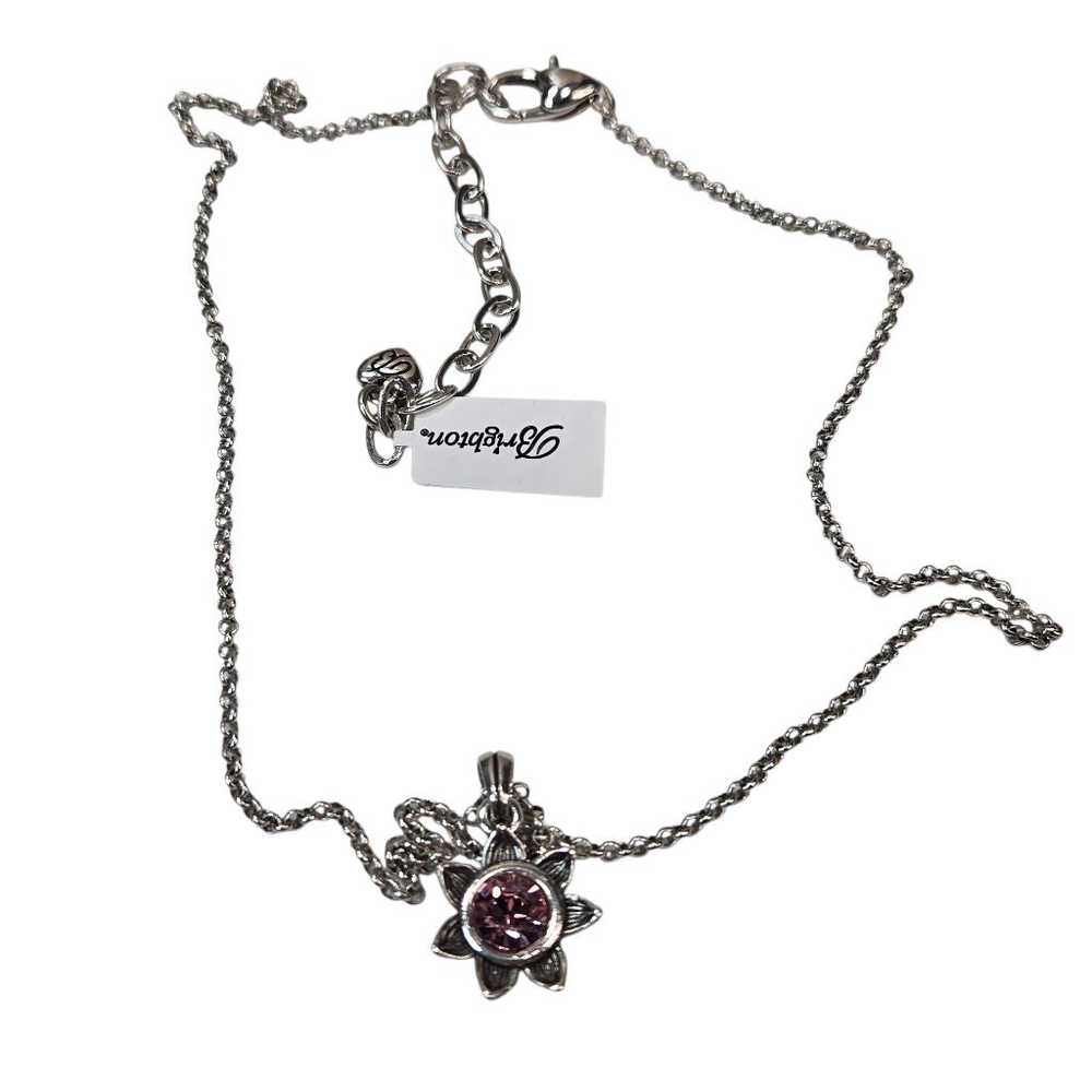 NWT Brighton Necklace Everbloom Sunflower Silvertone Pink Rhinestone November - Picture 8 of 11